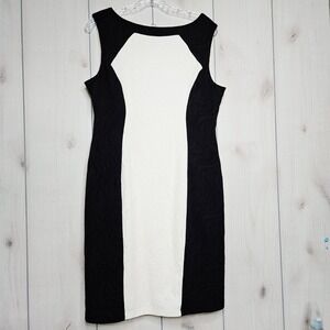 Ronni Nicole 14 Black White Colorblock Sheath Dress Cocktail Party Office Career